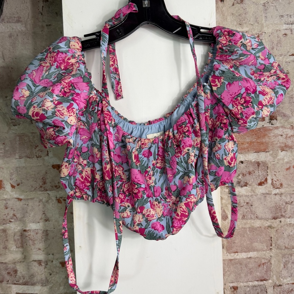 Lena Vibrant Pink and Blue Floral Skirt Set